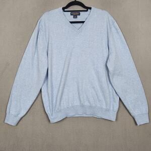 Brooks Brothers Sweater Mens XL Blue Supima Cotton V Neck Pullover Classic